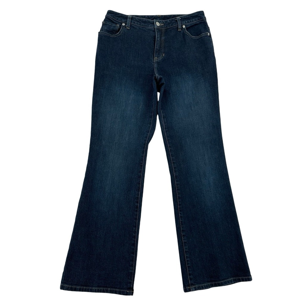 Lands' End Bootcut Jeans Dark Wash Denim Classic Whiskered Comfy Women Size 4